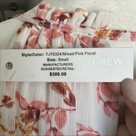 ANTHROPOLOGIE DREW Naomi Vintage Mixed Pink Floral Chiffon Maxi Dress - Picture 6 of 6